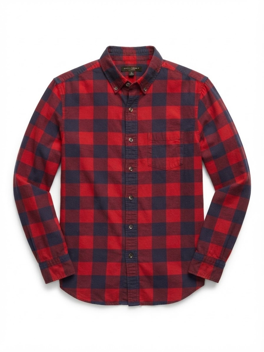 Banana Republic Luxe Flannel Shirt S Grant Fit Red Blue Buffalo Plaid